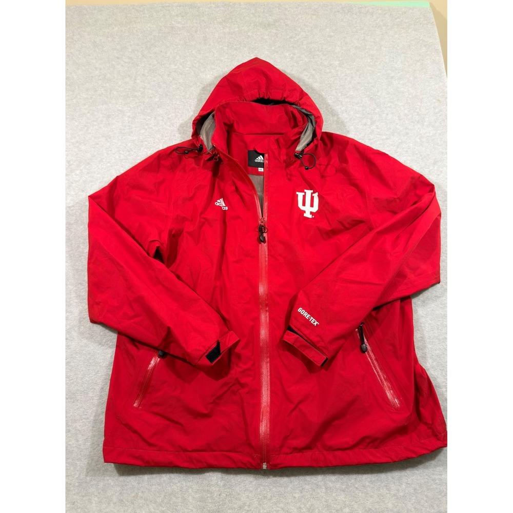 Adidas Indiana Hoosiers Jacket Mens XL Red GORE-TEX Hooded Rain Shell